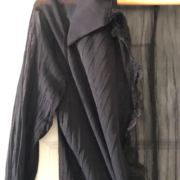 2 for $12 | Sheer Black Cardigan with Lace - Picture 3 of 4